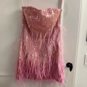 COPY - 🩷💗Retrofete Barbie Pink Sequin Feather Mini Dress - size XS -never worn!…